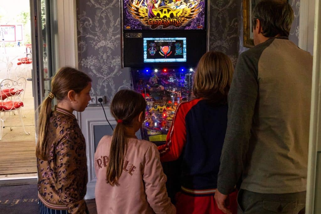 Camping 5 étoiles Château de Chanteloup : Salle Billard, famille qui joue