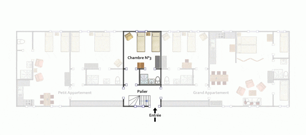 Camping 5 étoiles Château de Chanteloup : plan de la chambre 3